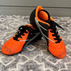 Vibrant Orange and Black Kids Soccer Sneakers